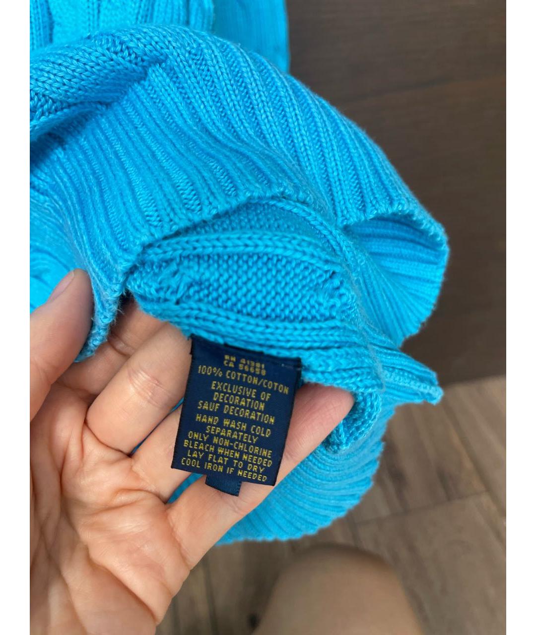 POLO RALPH LAUREN Голубой хлопковый джемпер / свитер, фото 3