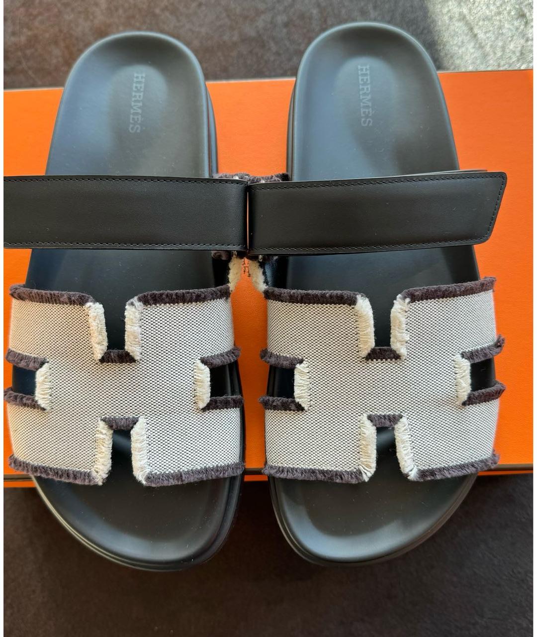 HERMES PRE-OWNED Серые текстильные сандалии, фото 2
