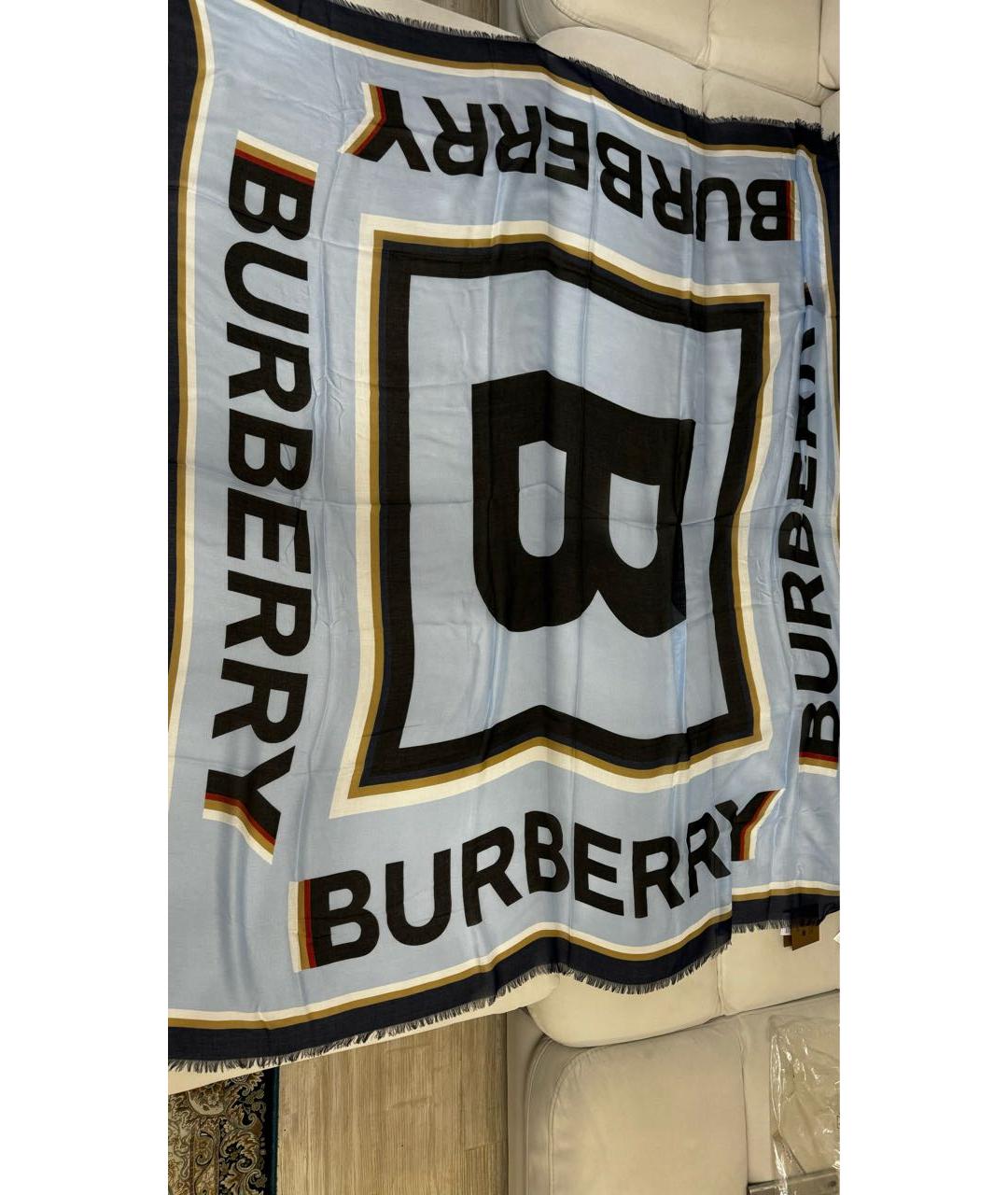 BURBERRY Голубой платок, фото 7