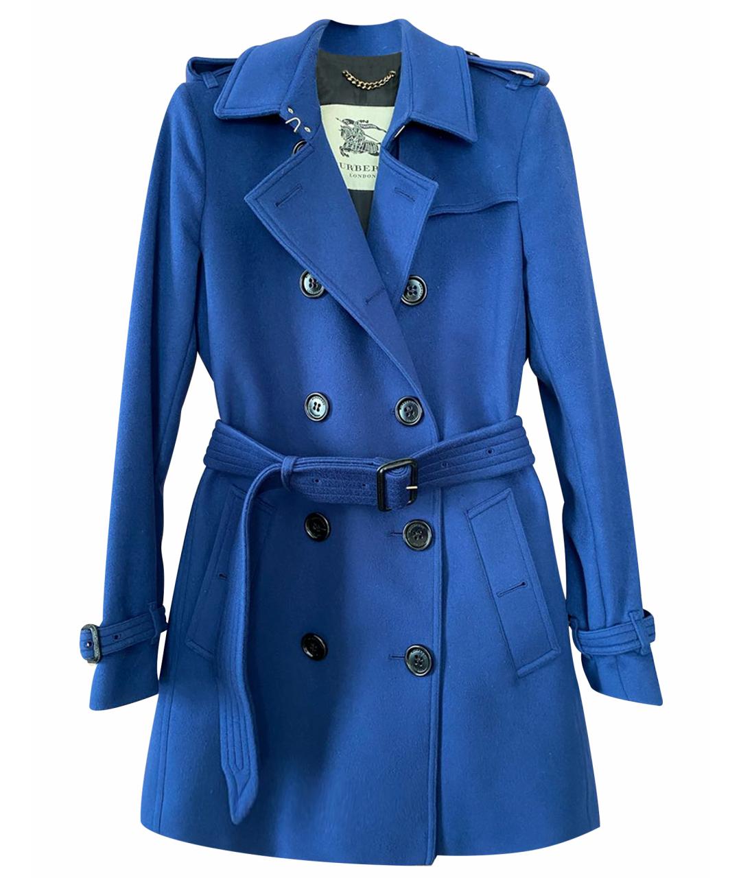 BURBERRY Темно-синее шерстяное пальто, фото 1
