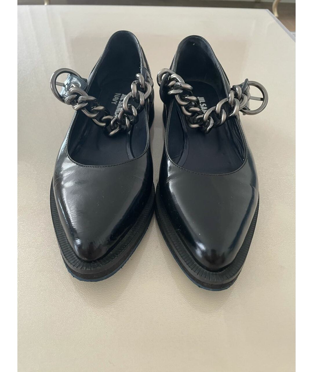 JIL SANDER NAVY Черные туфли из лакированной кожи, фото 2
