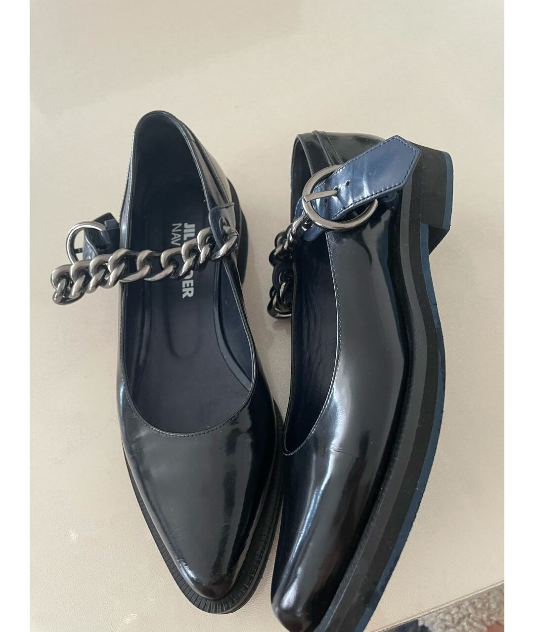JIL SANDER NAVY Черные туфли из лакированной кожи, фото 4