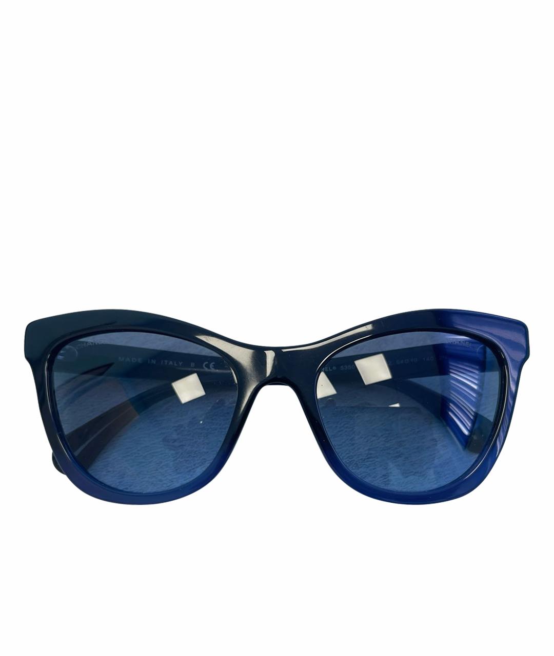 CHANEL PRE-OWNED Темно-синие пластиковые солнцезащитные очки, фото 1