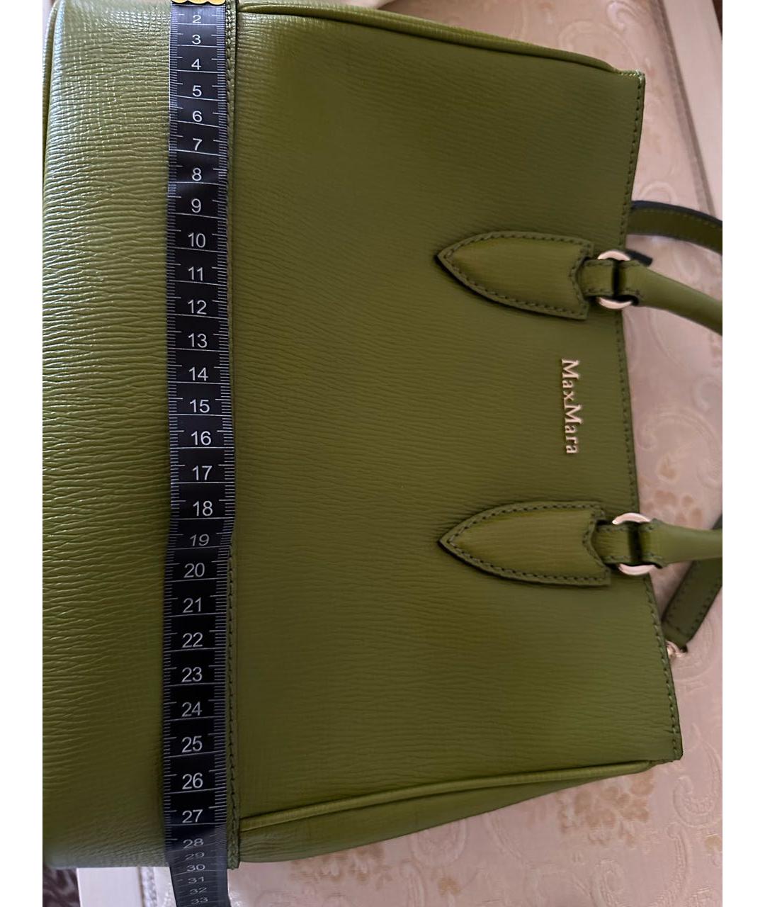 MAX MARA Зеленая кожаная сумка с короткими ручками, фото 7