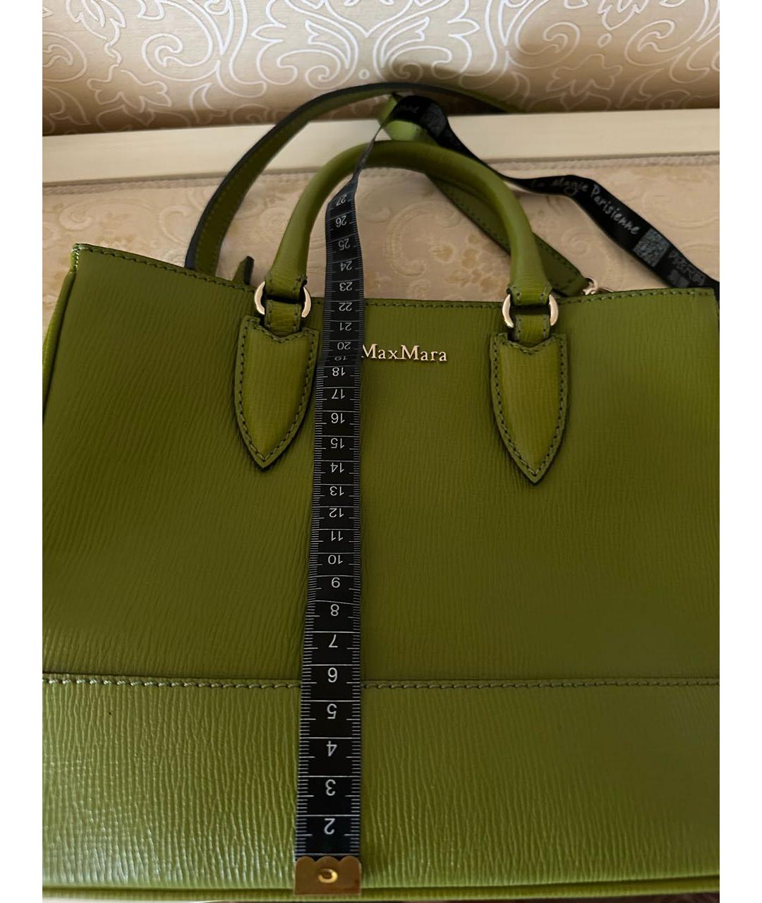 MAX MARA Зеленая кожаная сумка с короткими ручками, фото 8