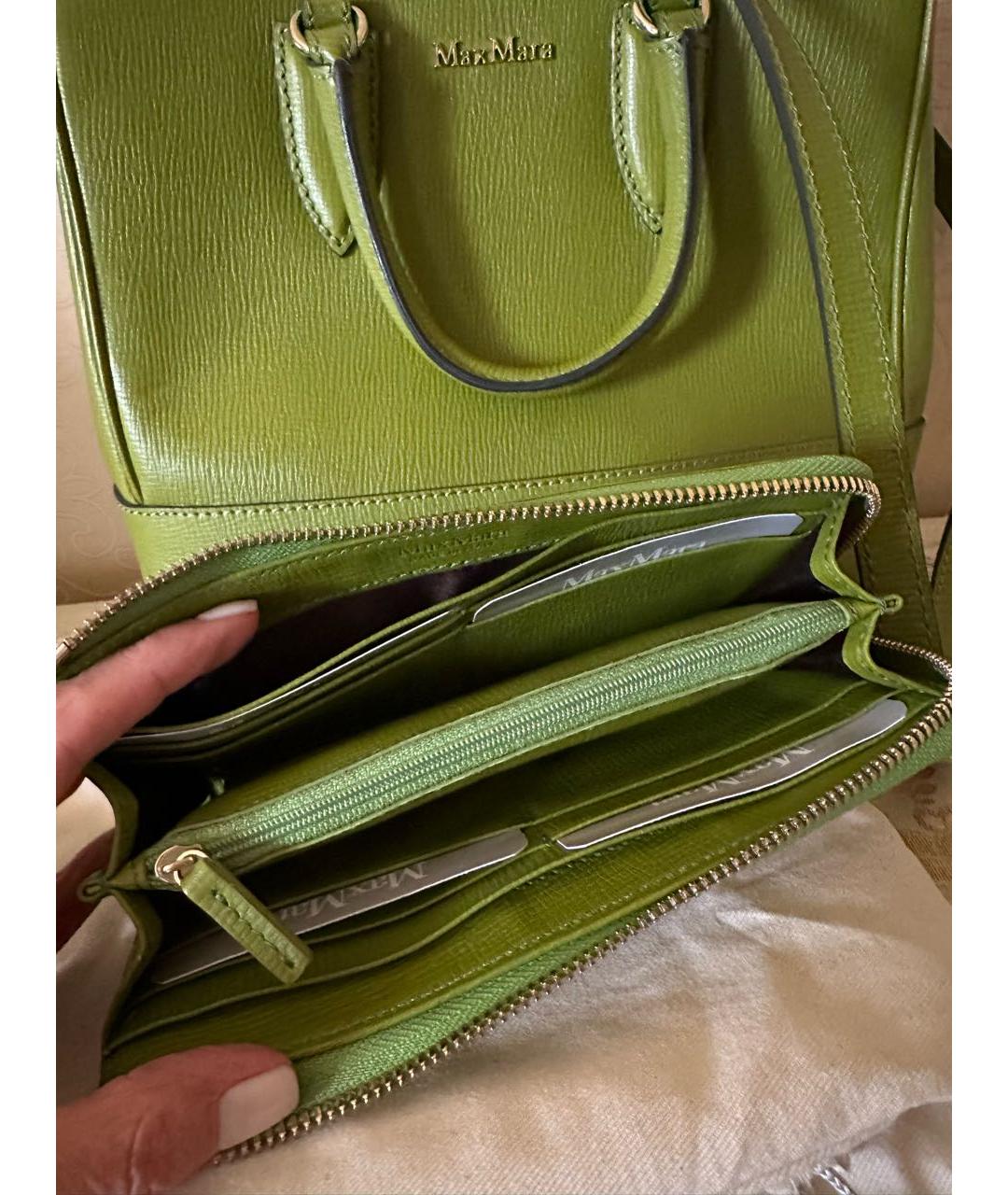 MAX MARA Зеленая кожаная сумка с короткими ручками, фото 6