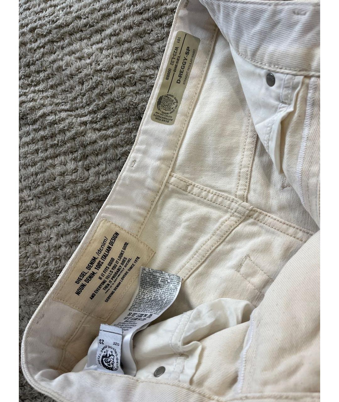 DIESEL Бежевые хлопковые прямые джинсы, фото 3