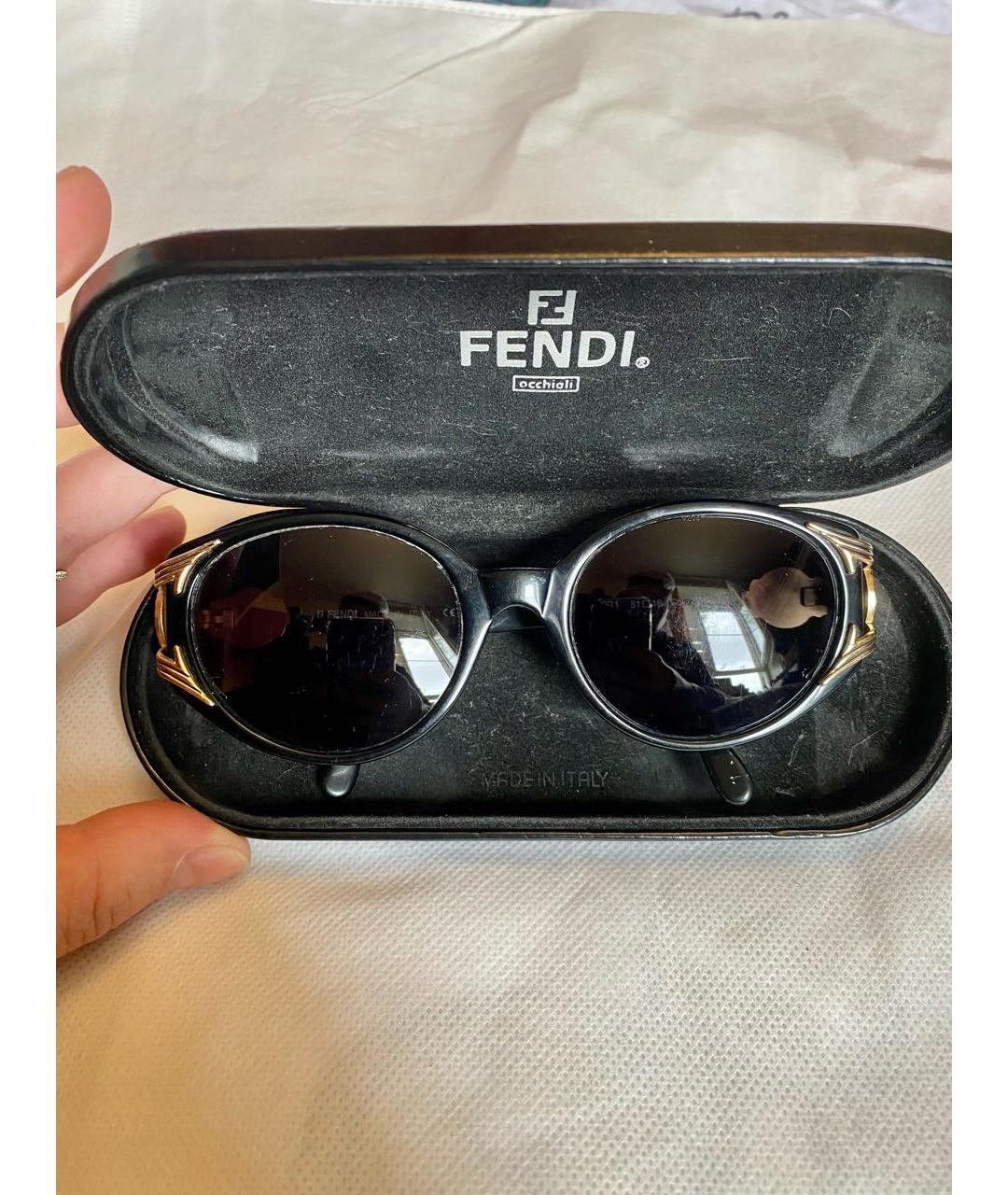 FENDI Черные пластиковые солнцезащитные очки, фото 8