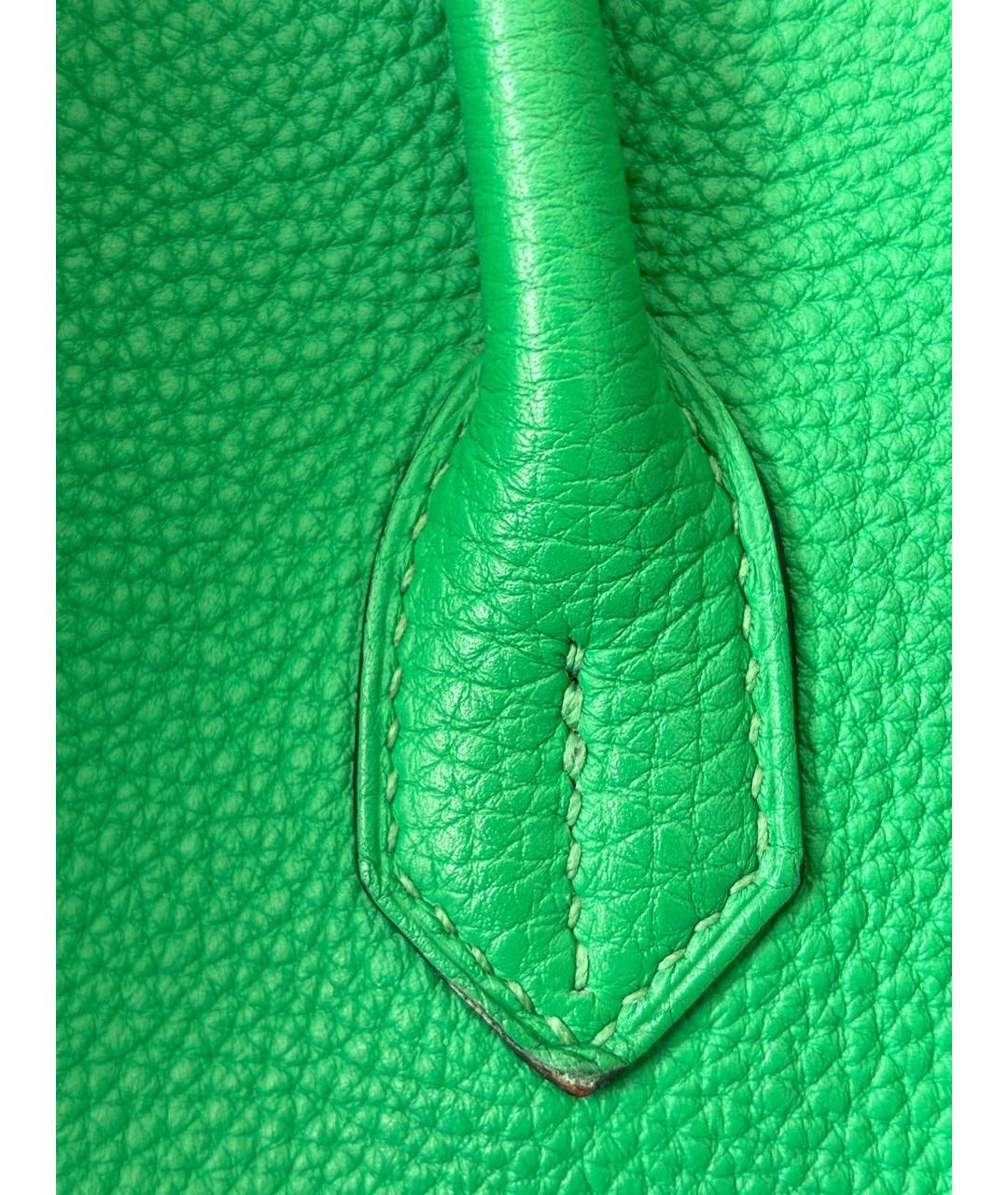 HERMES PRE-OWNED Зеленая кожаная сумка с короткими ручками, фото 5