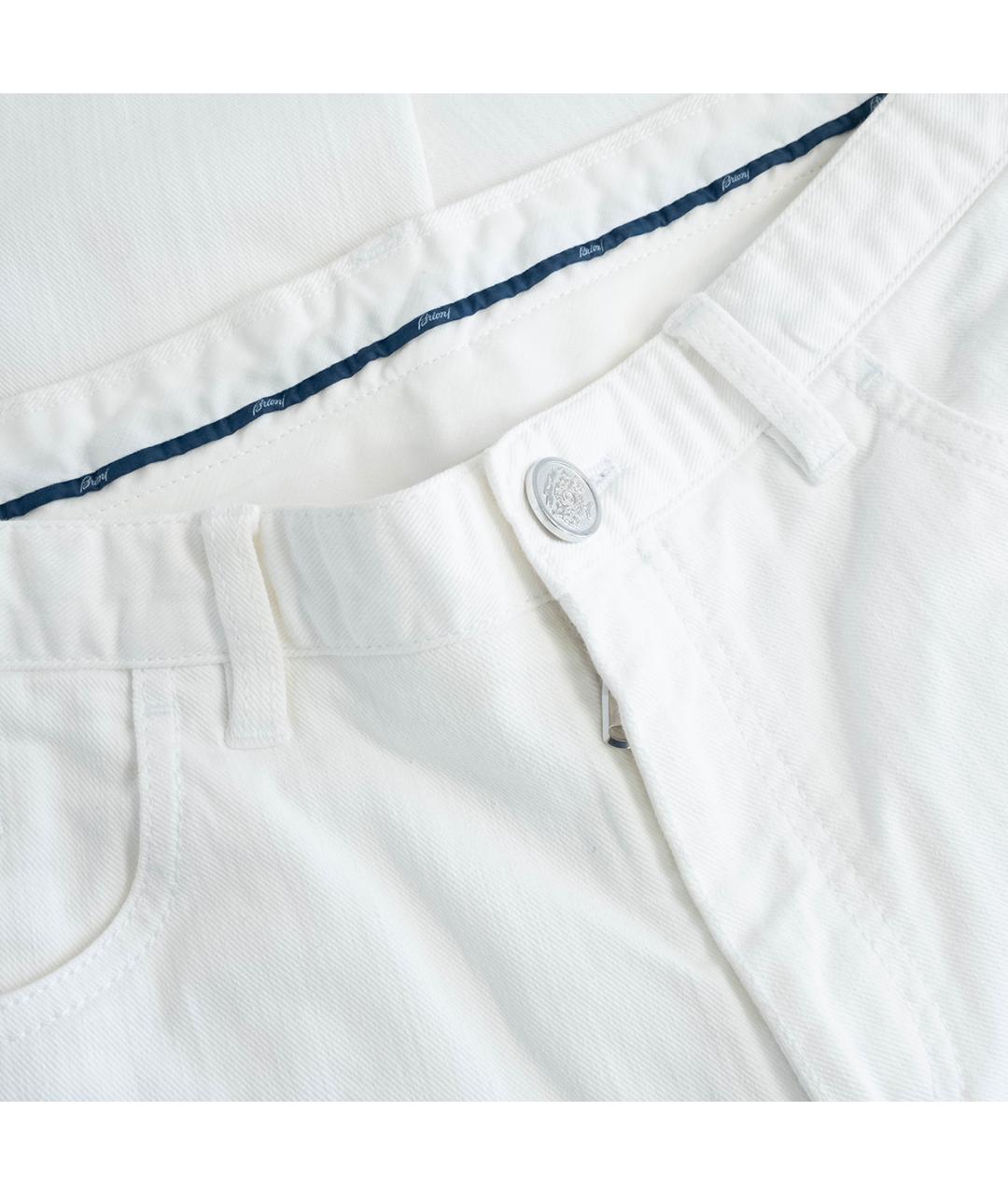 BRIONI Белые хлопковые прямые джинсы, фото 3