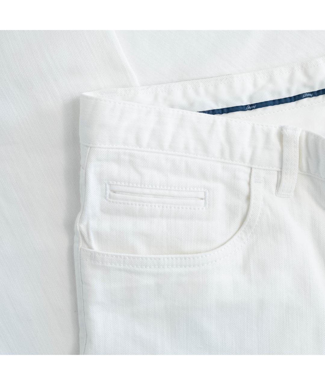 BRIONI Белые хлопковые прямые джинсы, фото 5