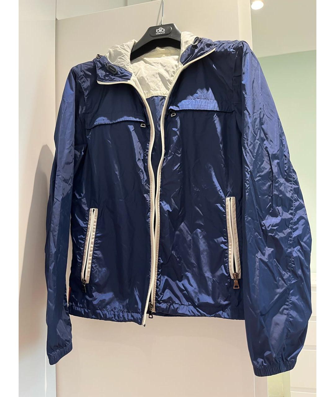 PRADA Темно-синяя синтетическая куртка, фото 5