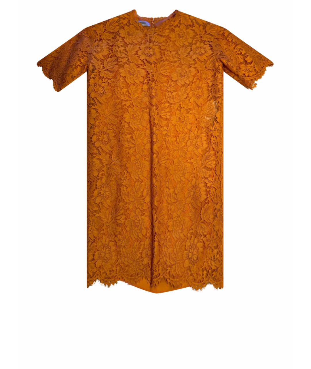 VALENTINO Оранжевое кружевное коктейльное платье, фото 1