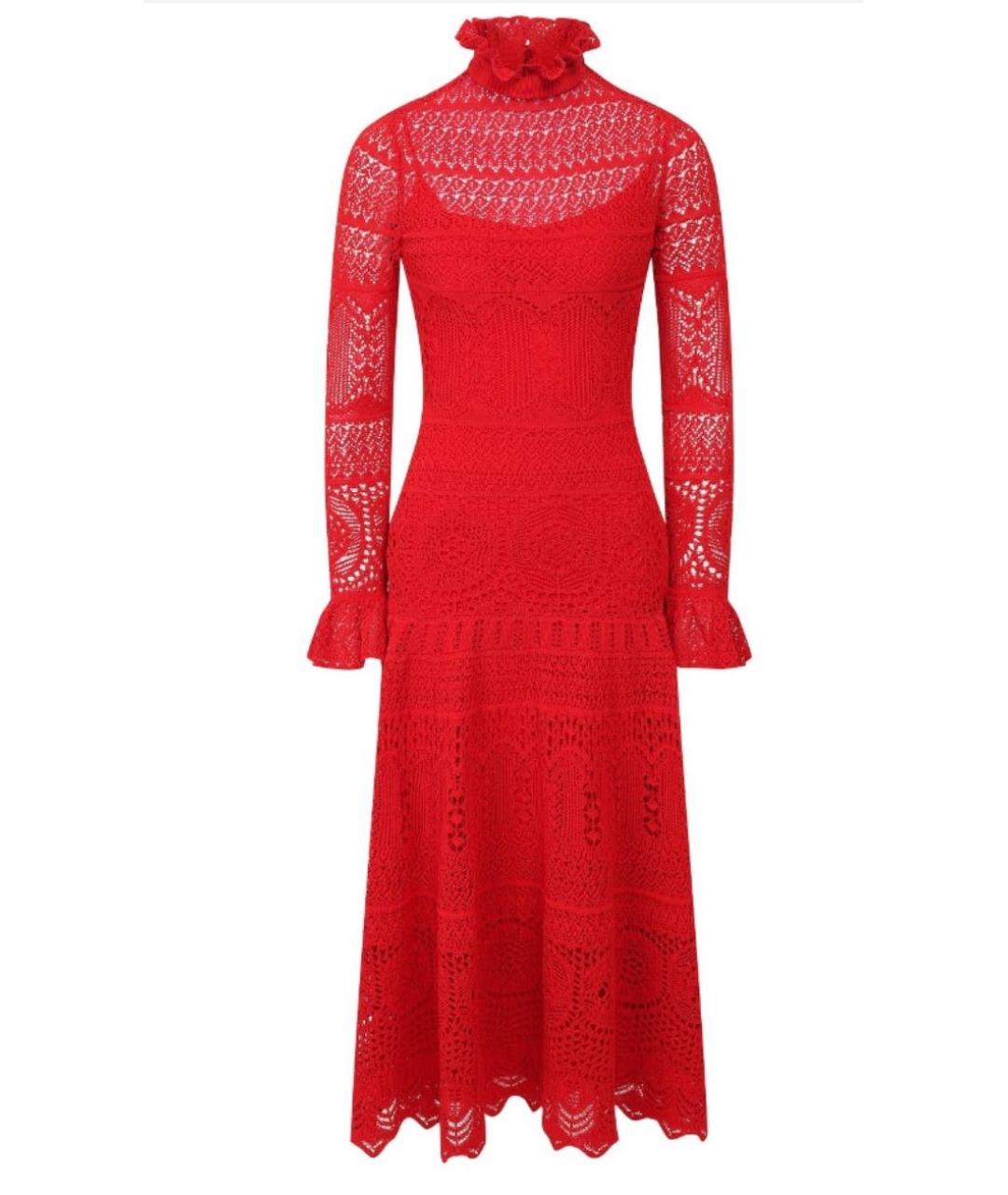 ALEXANDER MCQUEEN Красное сетчатое коктейльное платье, фото 1