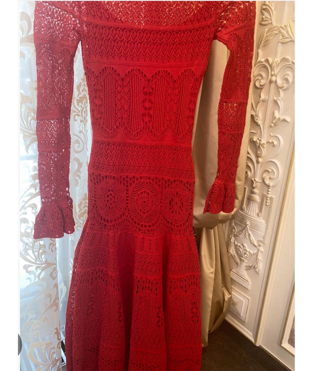 ALEXANDER MCQUEEN Красное сетчатое коктейльное платье, фото 2