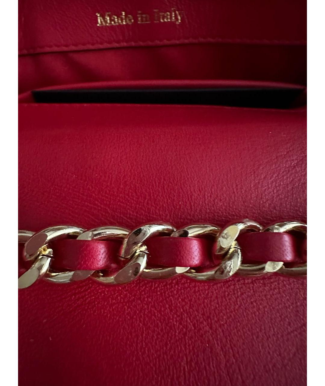 MOSCHINO Красная кожаная сумка через плечо, фото 4