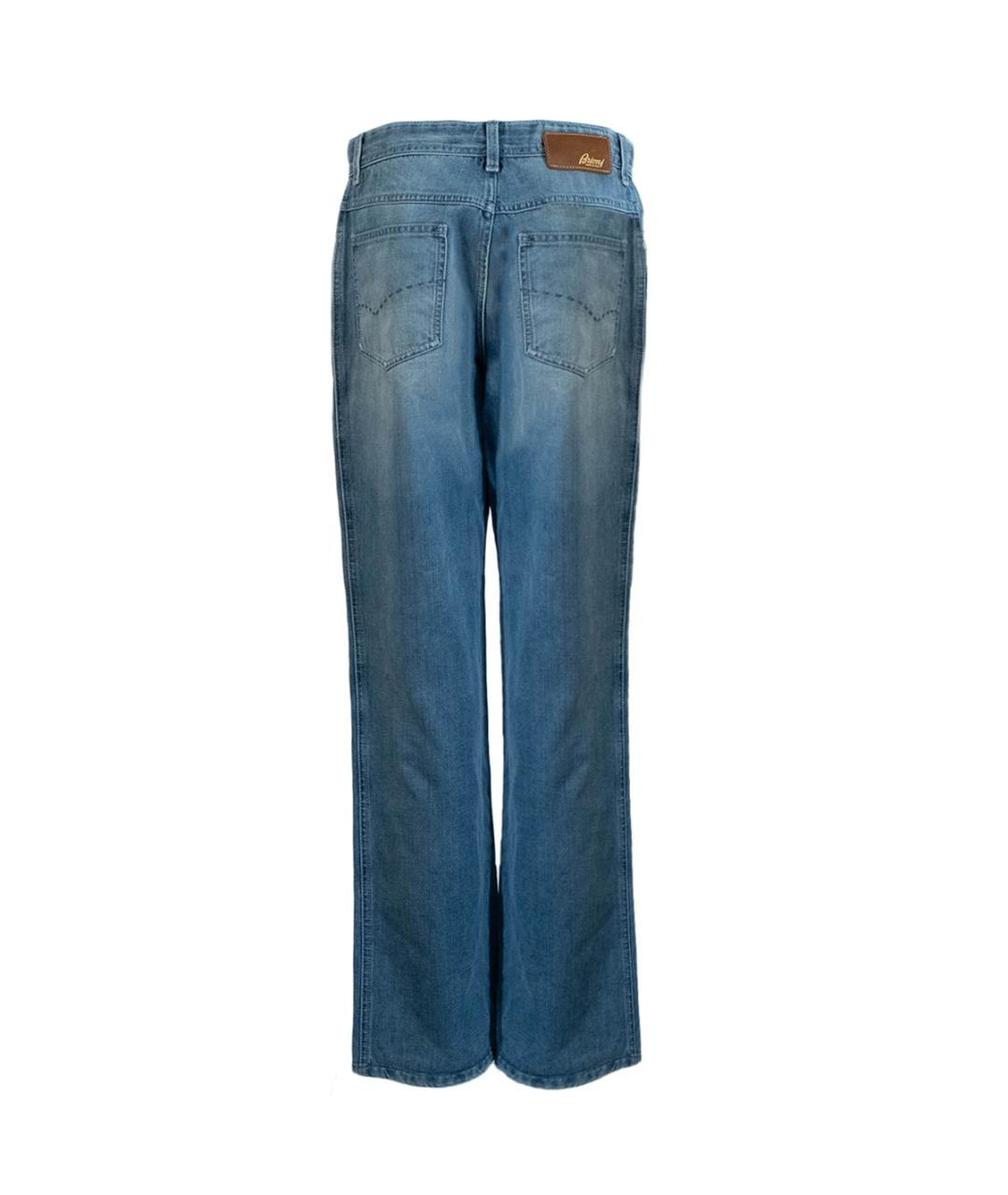 BRIONI Голубые хлопковые прямые джинсы, фото 2