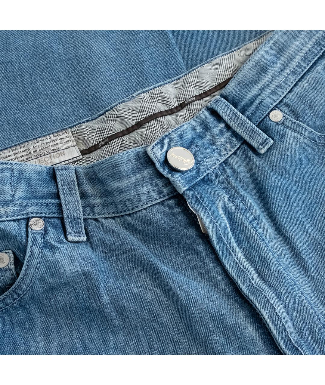 BRIONI Голубые хлопковые прямые джинсы, фото 3