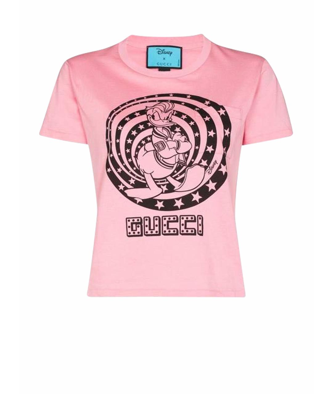 GUCCI Розовая хлопковая футболка, фото 1