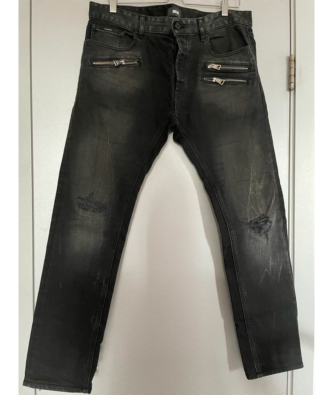 JUST CAVALLI Черные хлопко-полиэстеровые джинсы скинни, фото 4