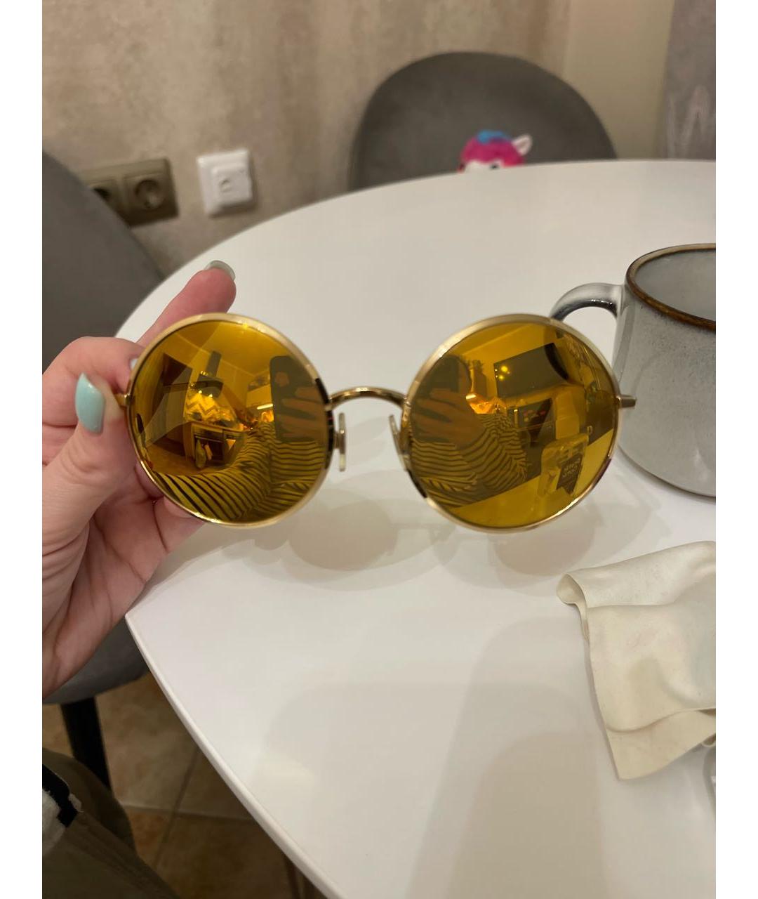 DOLCE&GABBANA Золотые металлические солнцезащитные очки, фото 4