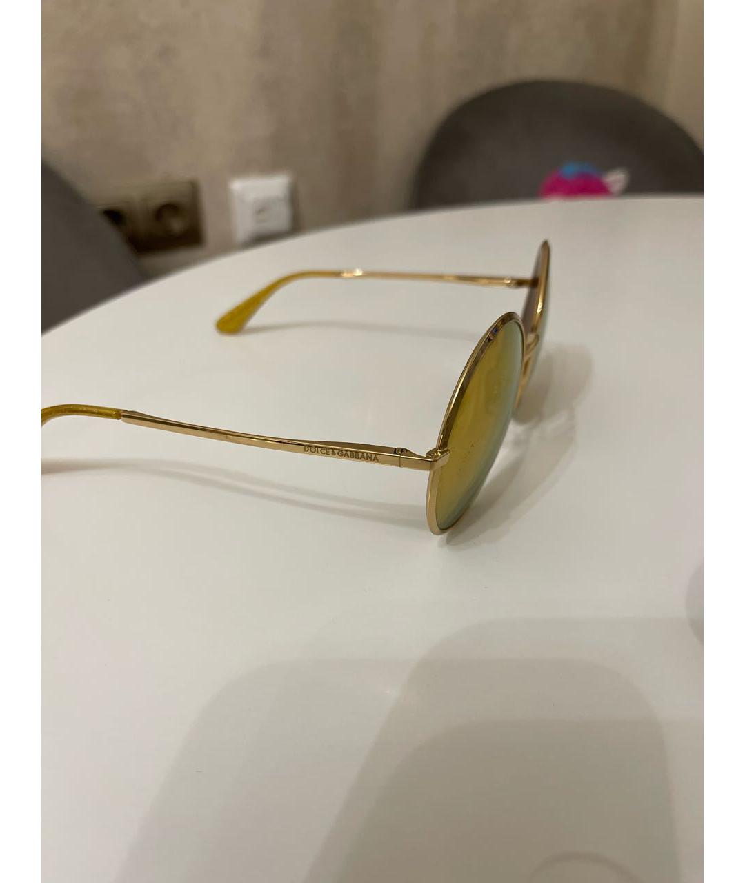 DOLCE&GABBANA Золотые металлические солнцезащитные очки, фото 2