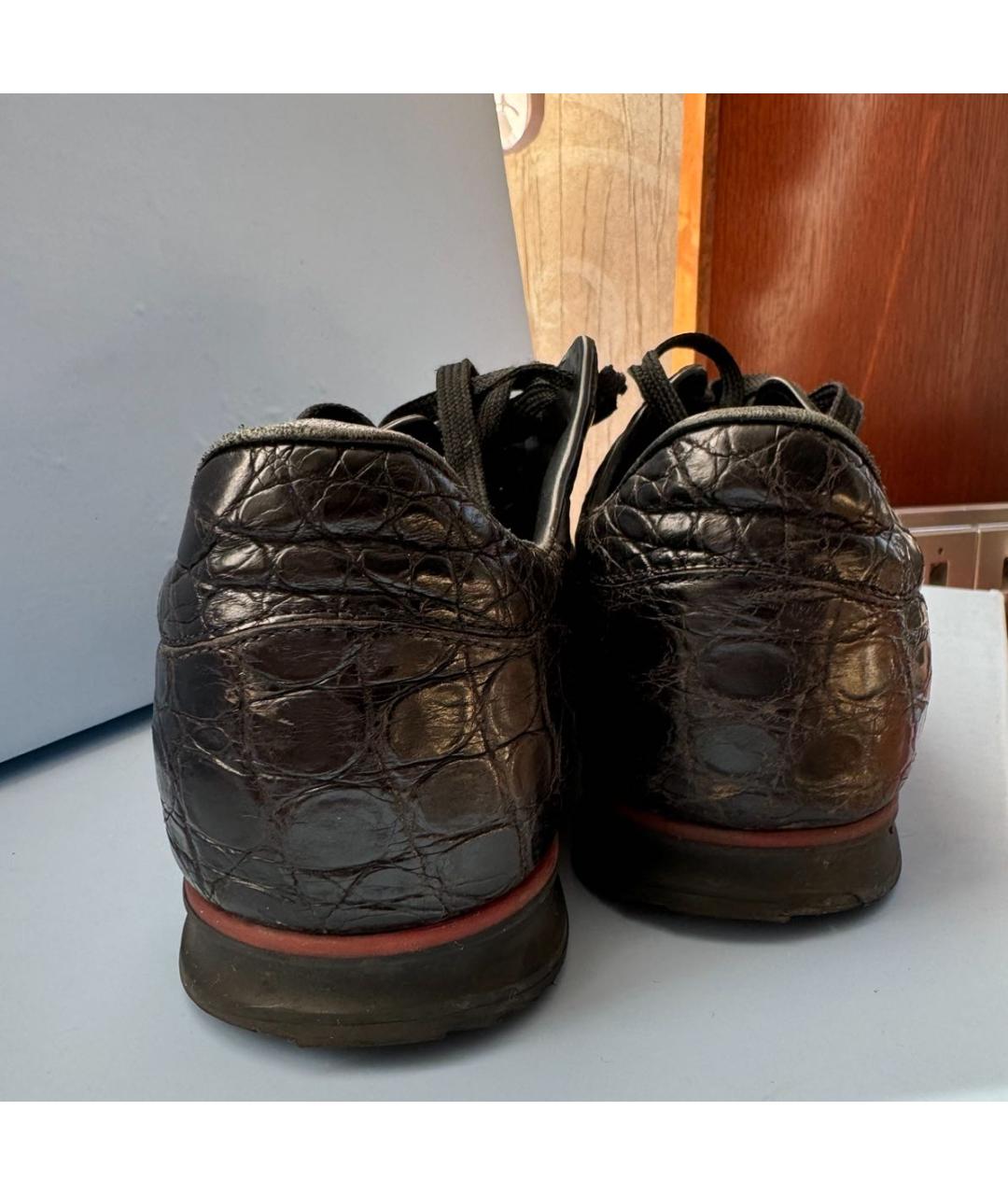 GUCCI Черные кожаные низкие кроссовки / кеды, фото 4
