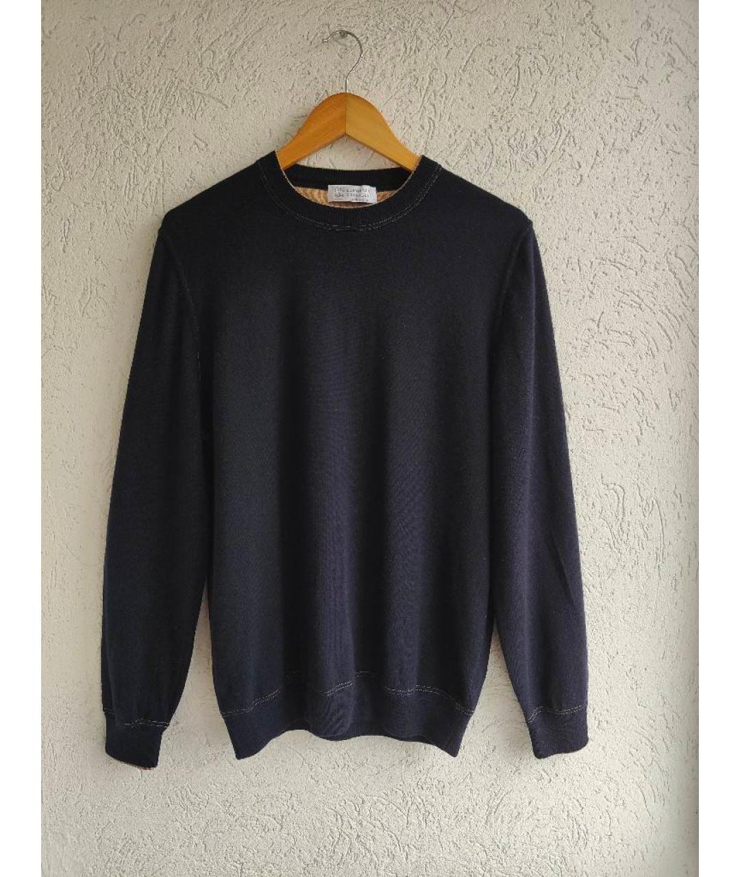 BRUNELLO CUCINELLI Темно-синий кашемировый джемпер / свитер, фото 10