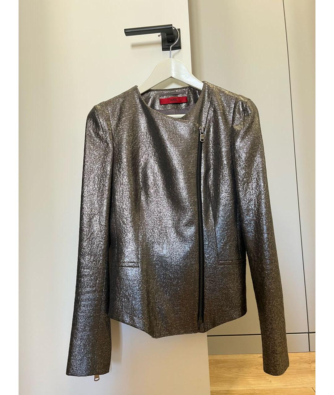HUGO BOSS Серебрянный полиэстеровый жакет/пиджак, фото 6