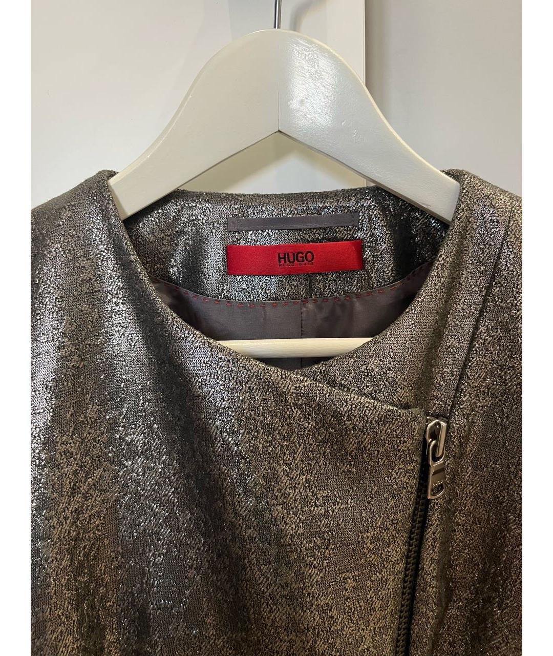 HUGO BOSS Серебрянный полиэстеровый жакет/пиджак, фото 3
