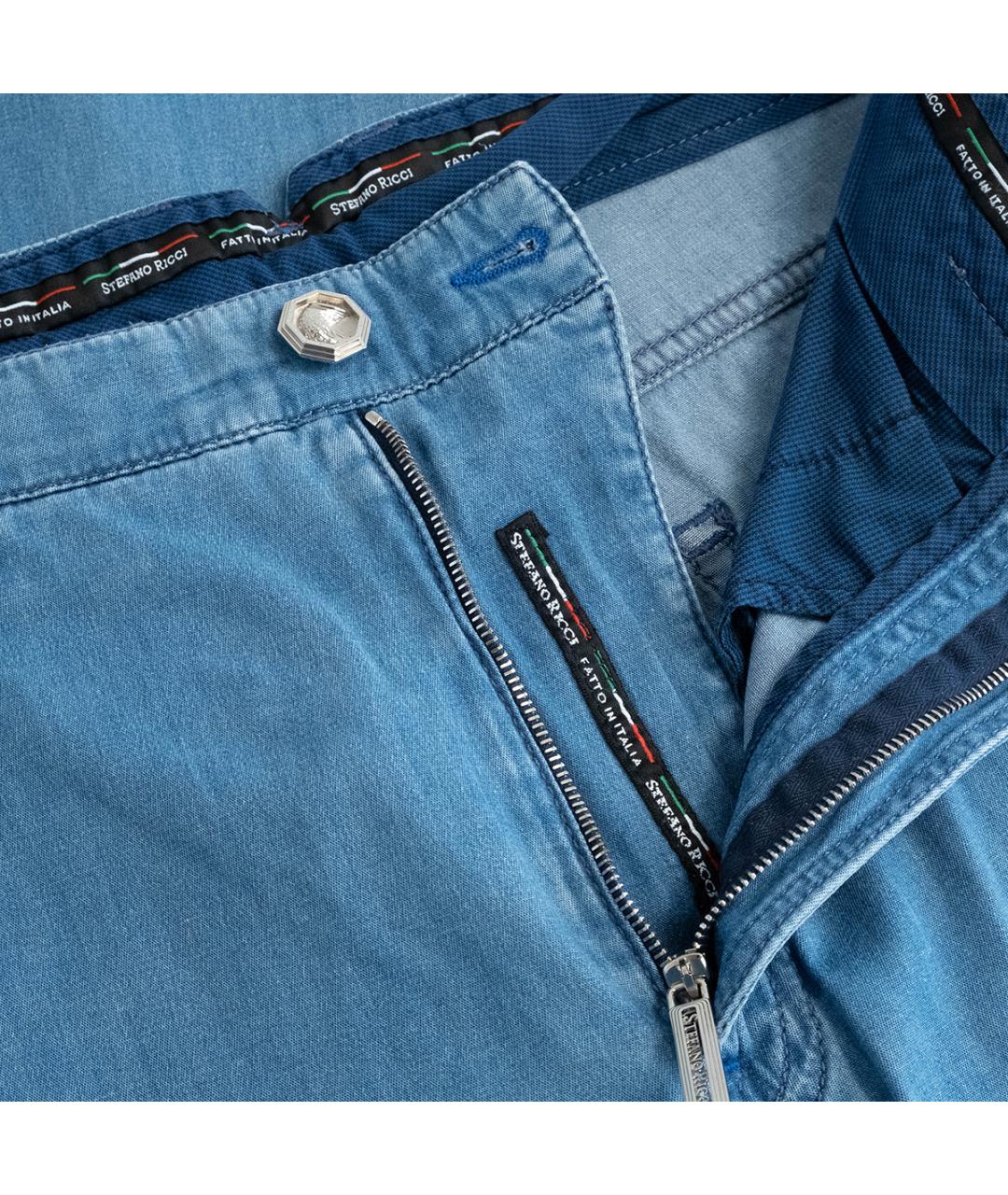 STEFANO RICCI Голубые хлопко-лиоцелловые прямые джинсы, фото 4