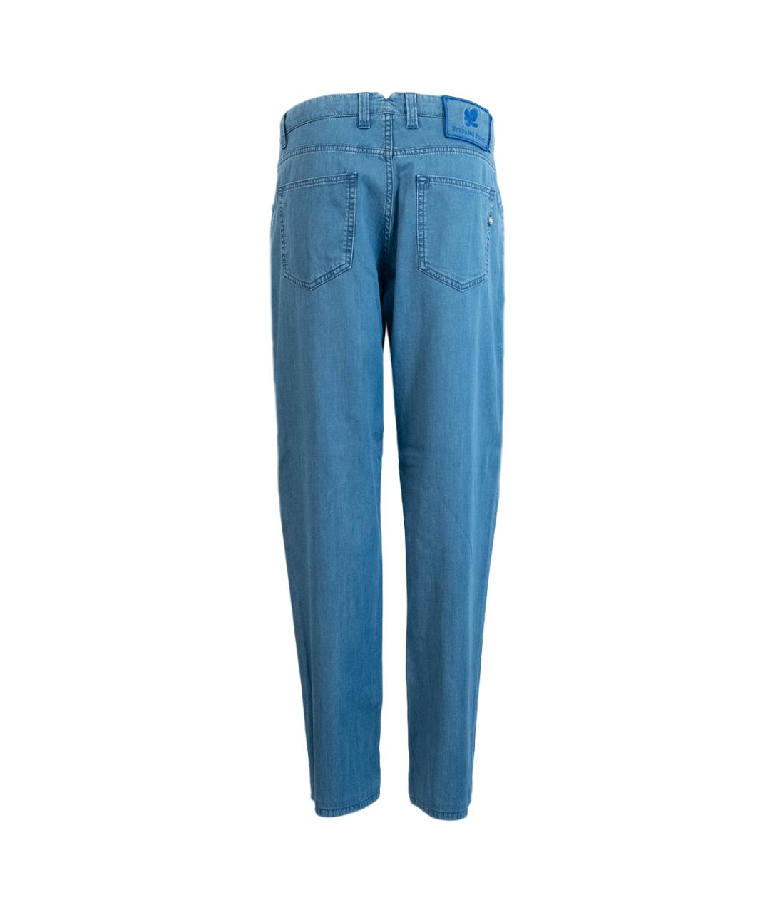 STEFANO RICCI Голубые хлопко-лиоцелловые прямые джинсы, фото 2
