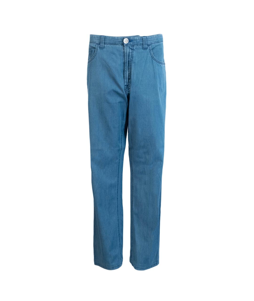 STEFANO RICCI Голубые хлопко-лиоцелловые прямые джинсы, фото 1