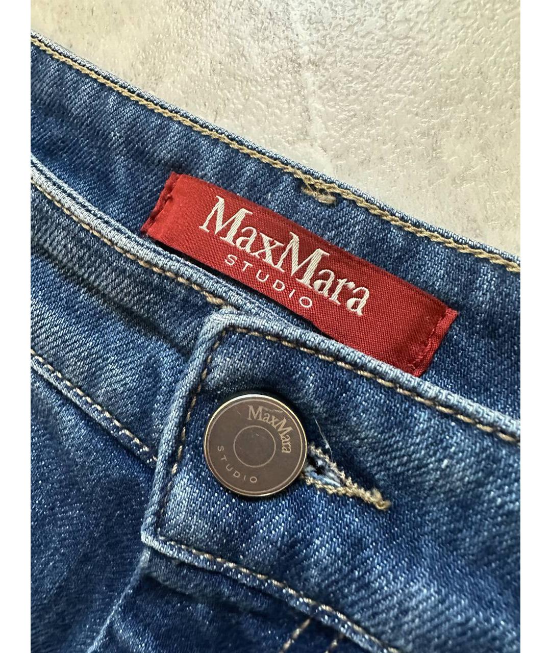 MAX MARA STUDIO Темно-синие хлопковые прямые джинсы, фото 6