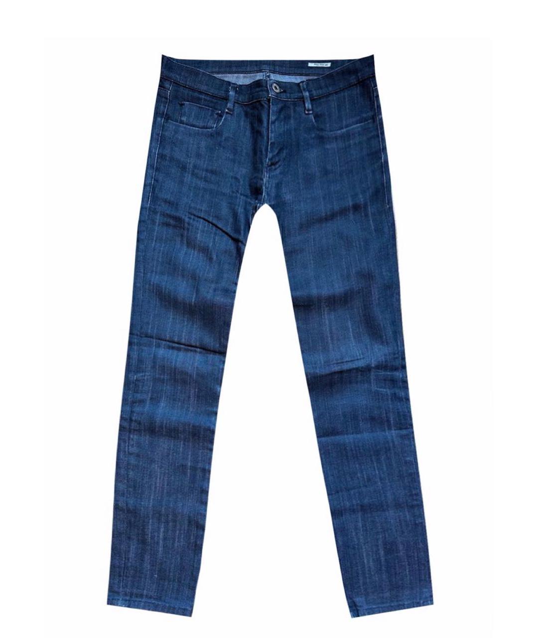 MIU MIU Темно-синие хлопко-полиэстеровые джинсы слим, фото 1