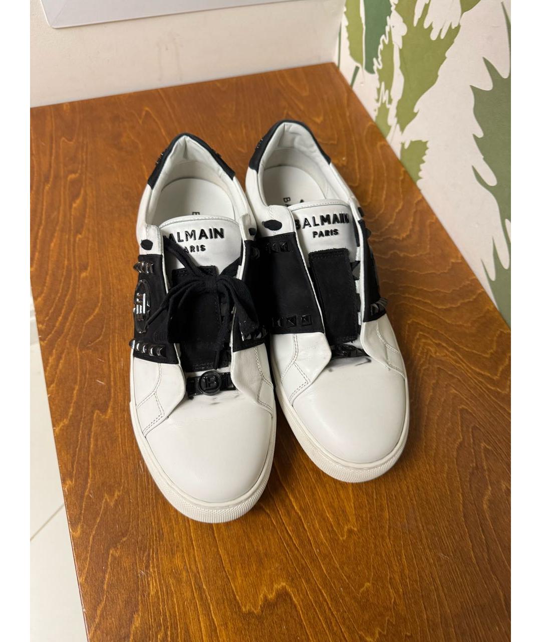 BALMAIN Белые кожаные низкие кроссовки / кеды, фото 2