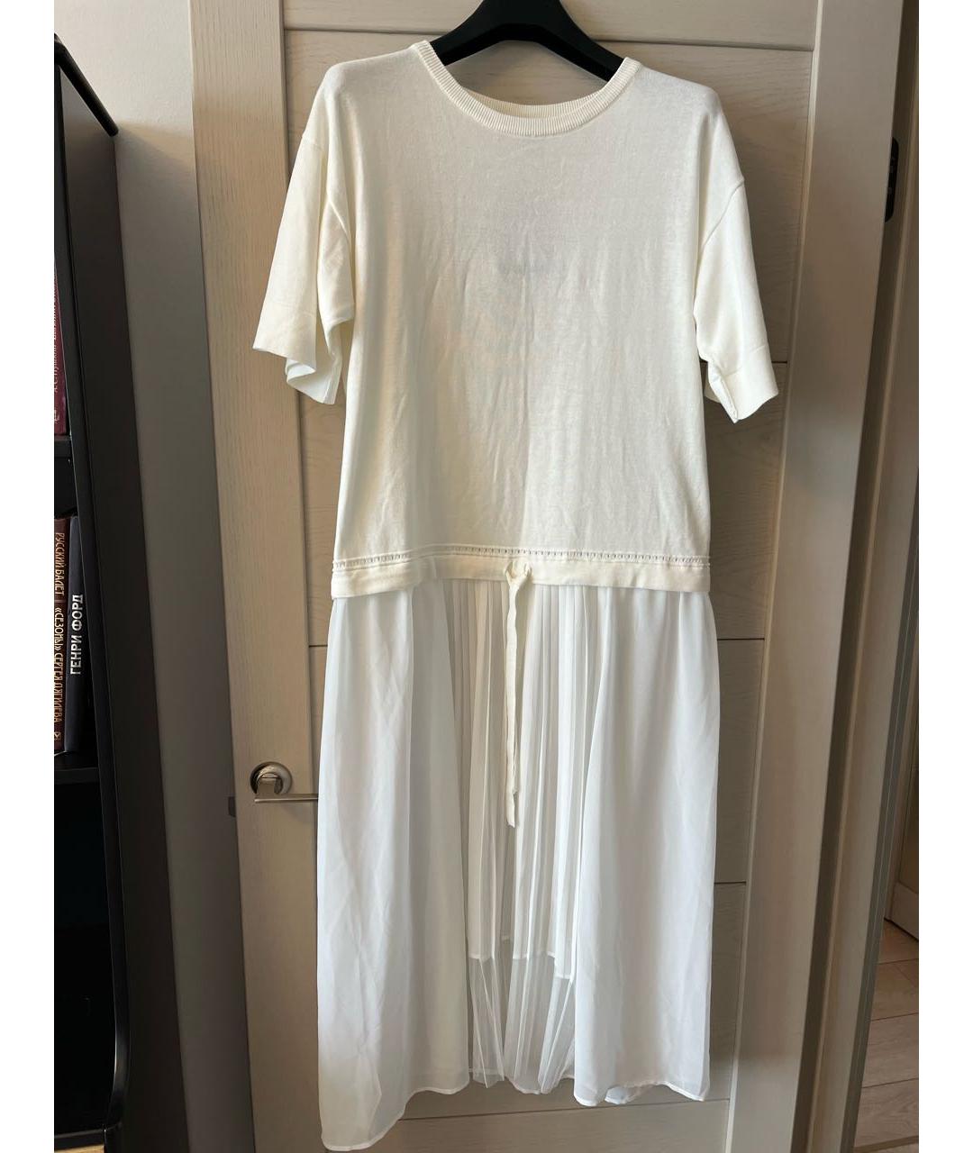 TWIN-SET Белое хлопковое повседневное платье, фото 8