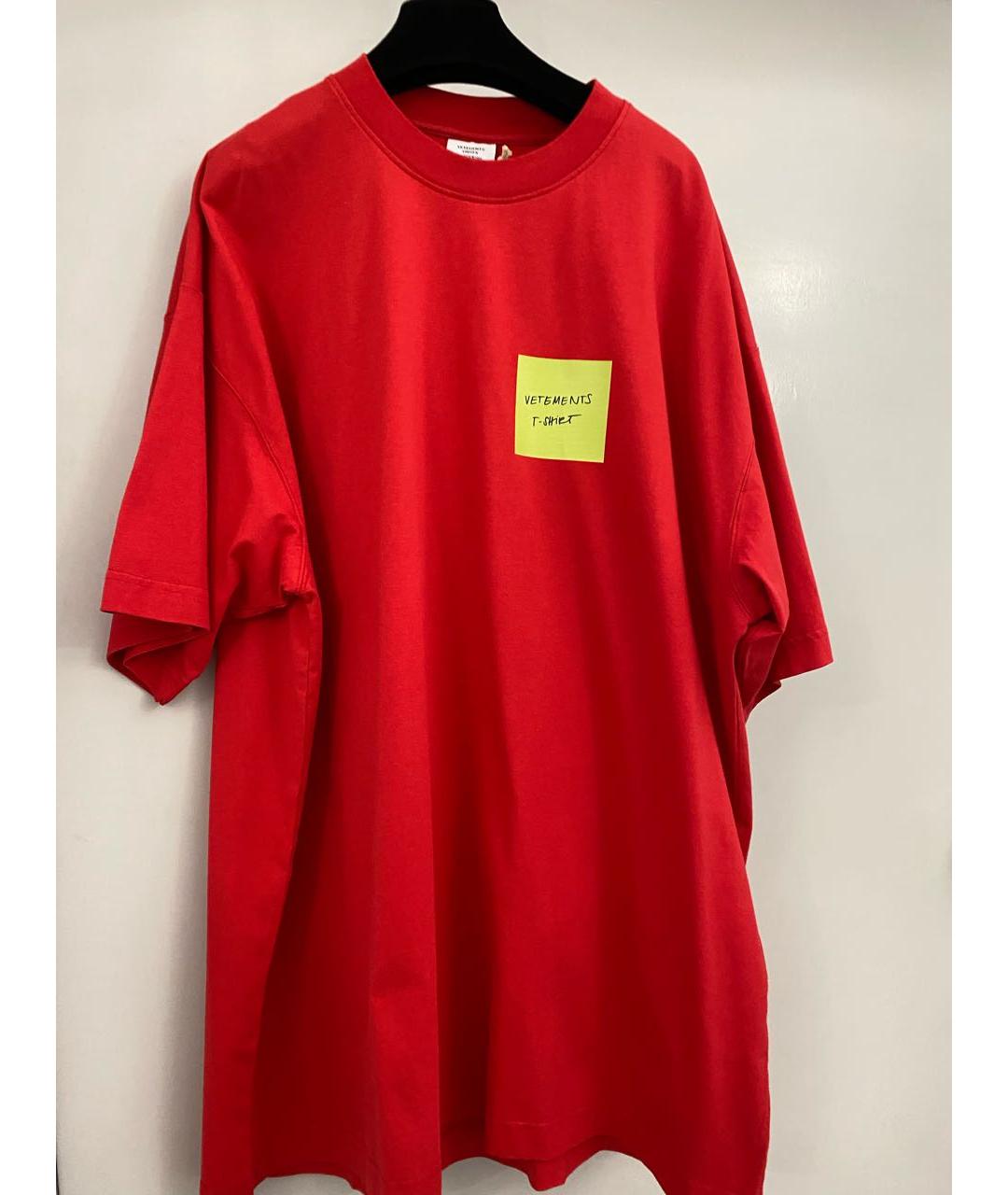 VETEMENTS Красная хлопковая футболка, фото 4