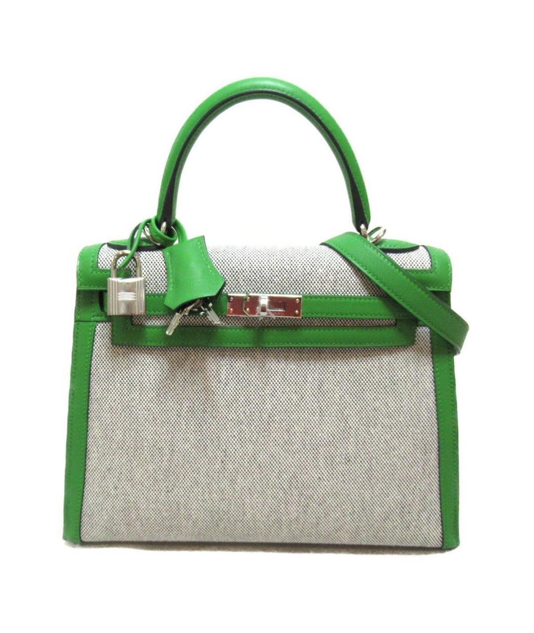 HERMES PRE-OWNED Зеленая кожаная сумка с короткими ручками, фото 3