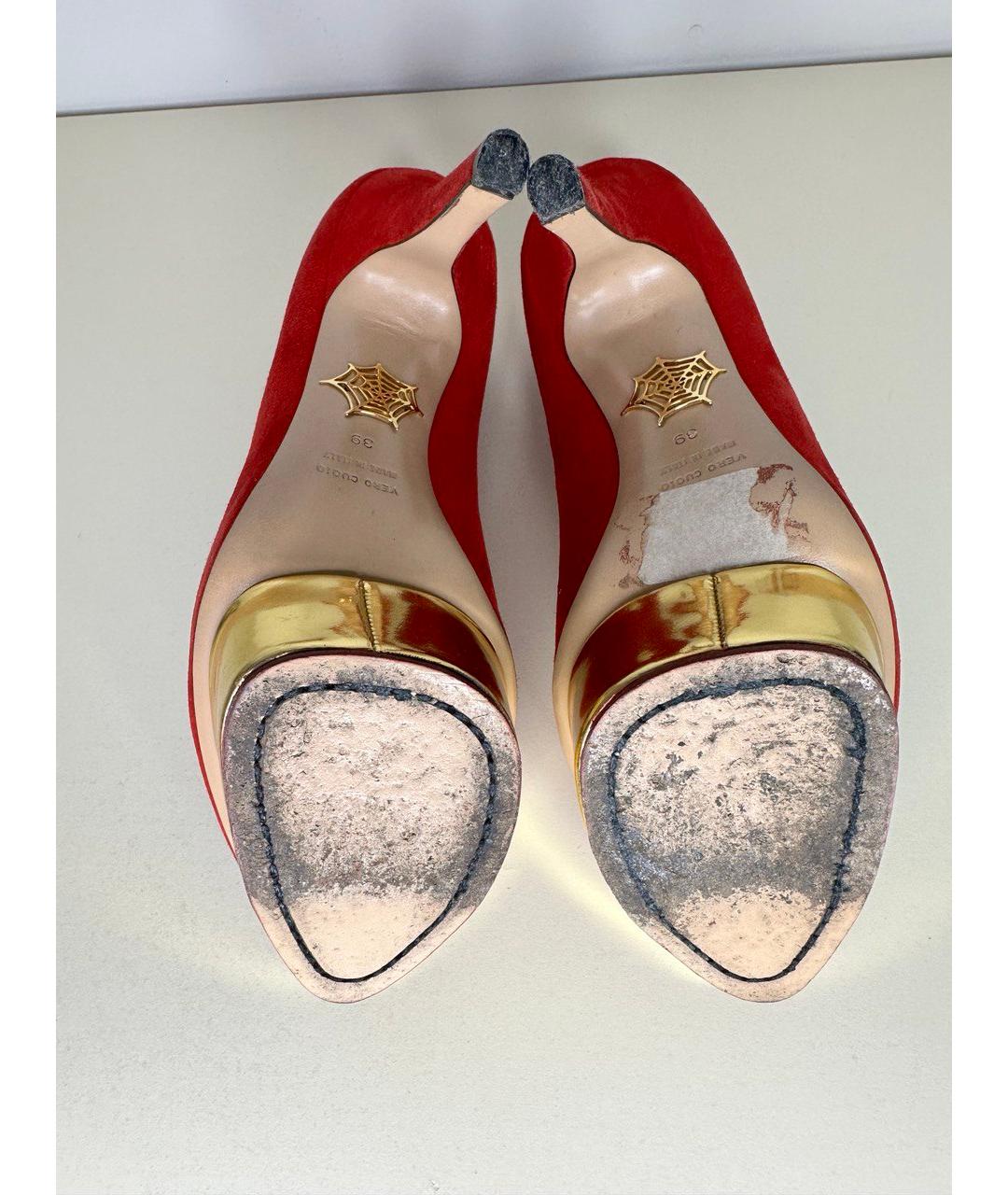 CHARLOTTE OLYMPIA Красные замшевые туфли, фото 5