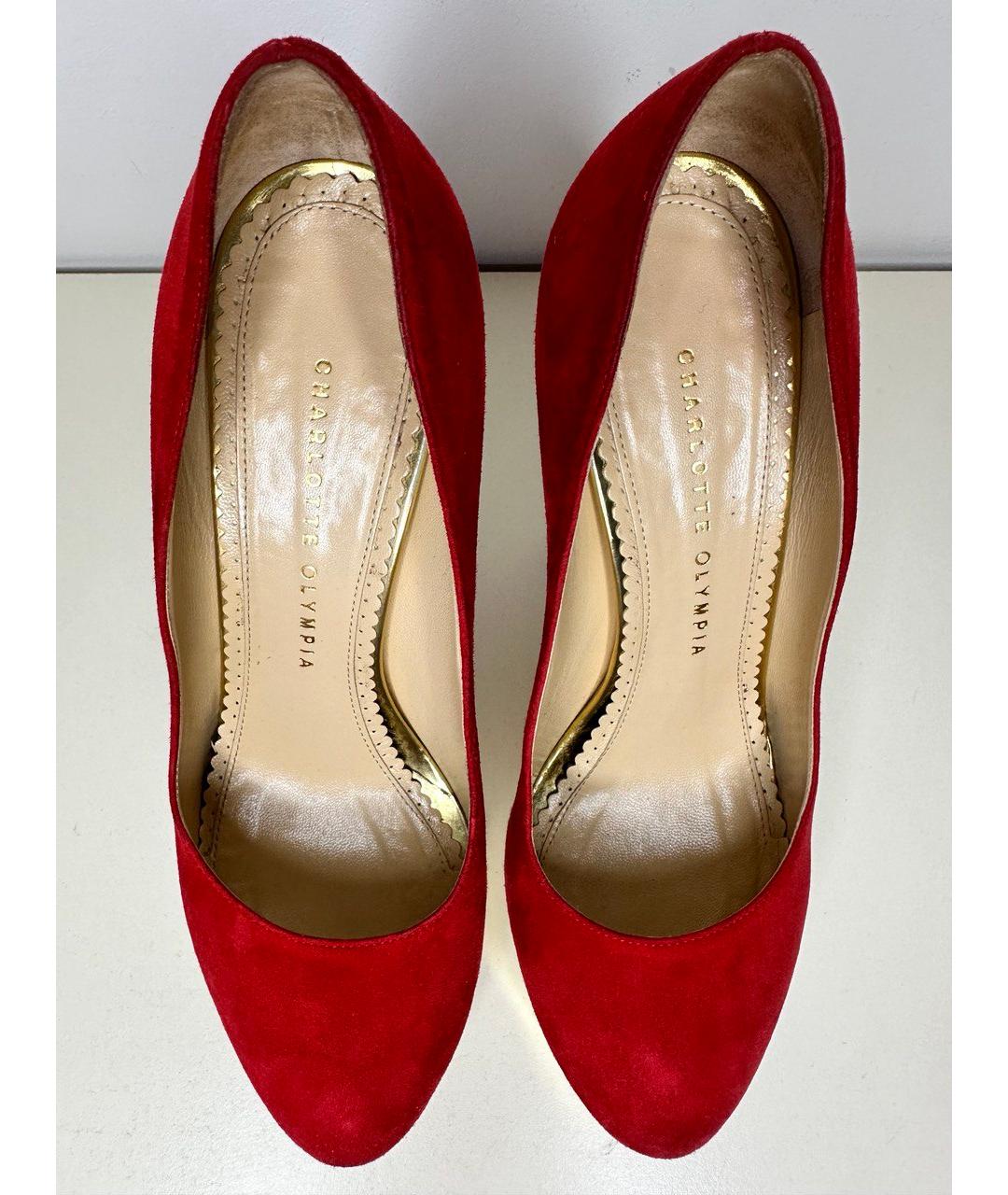CHARLOTTE OLYMPIA Красные замшевые туфли, фото 3