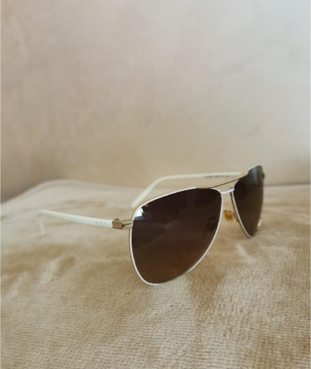 GUCCI Белые металлические солнцезащитные очки, фото 2