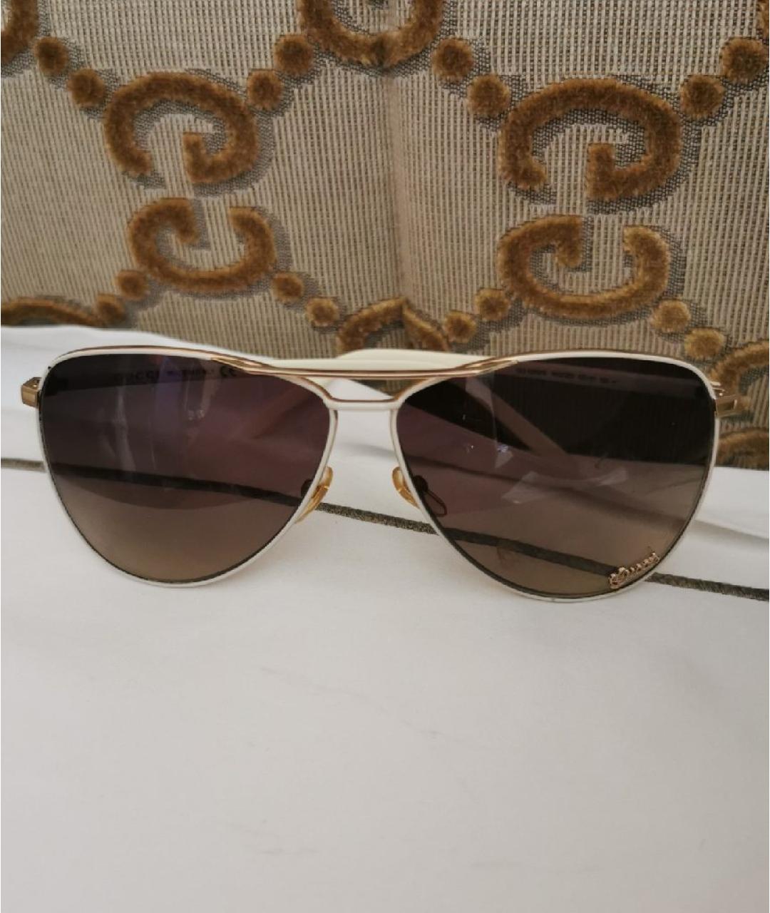 GUCCI Белые металлические солнцезащитные очки, фото 5