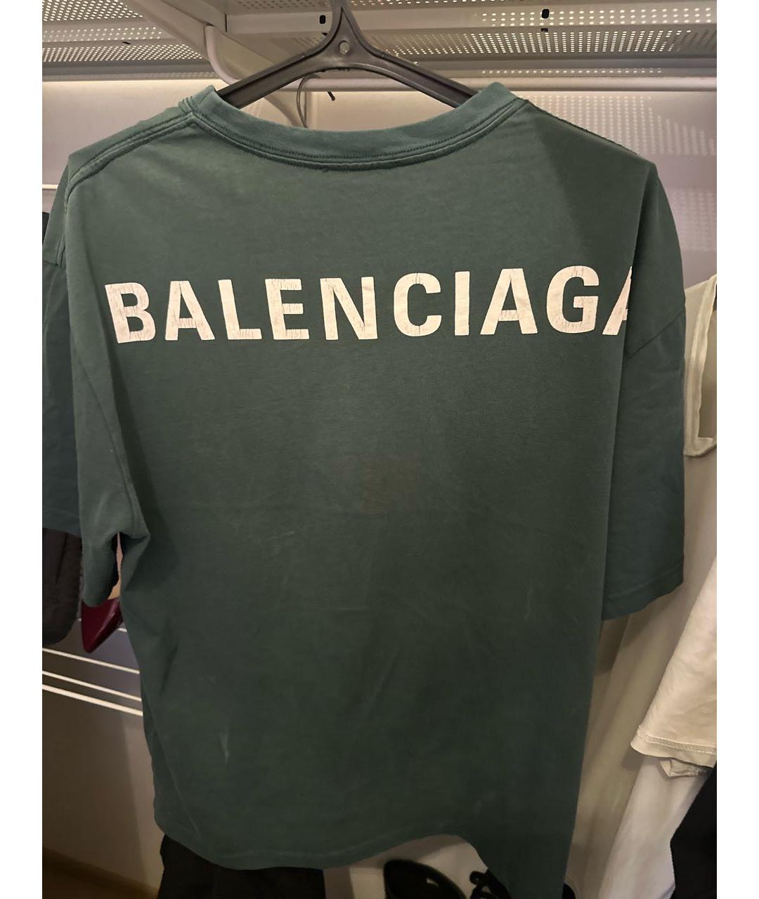 BALENCIAGA Зеленая хлопковая футболка, фото 2