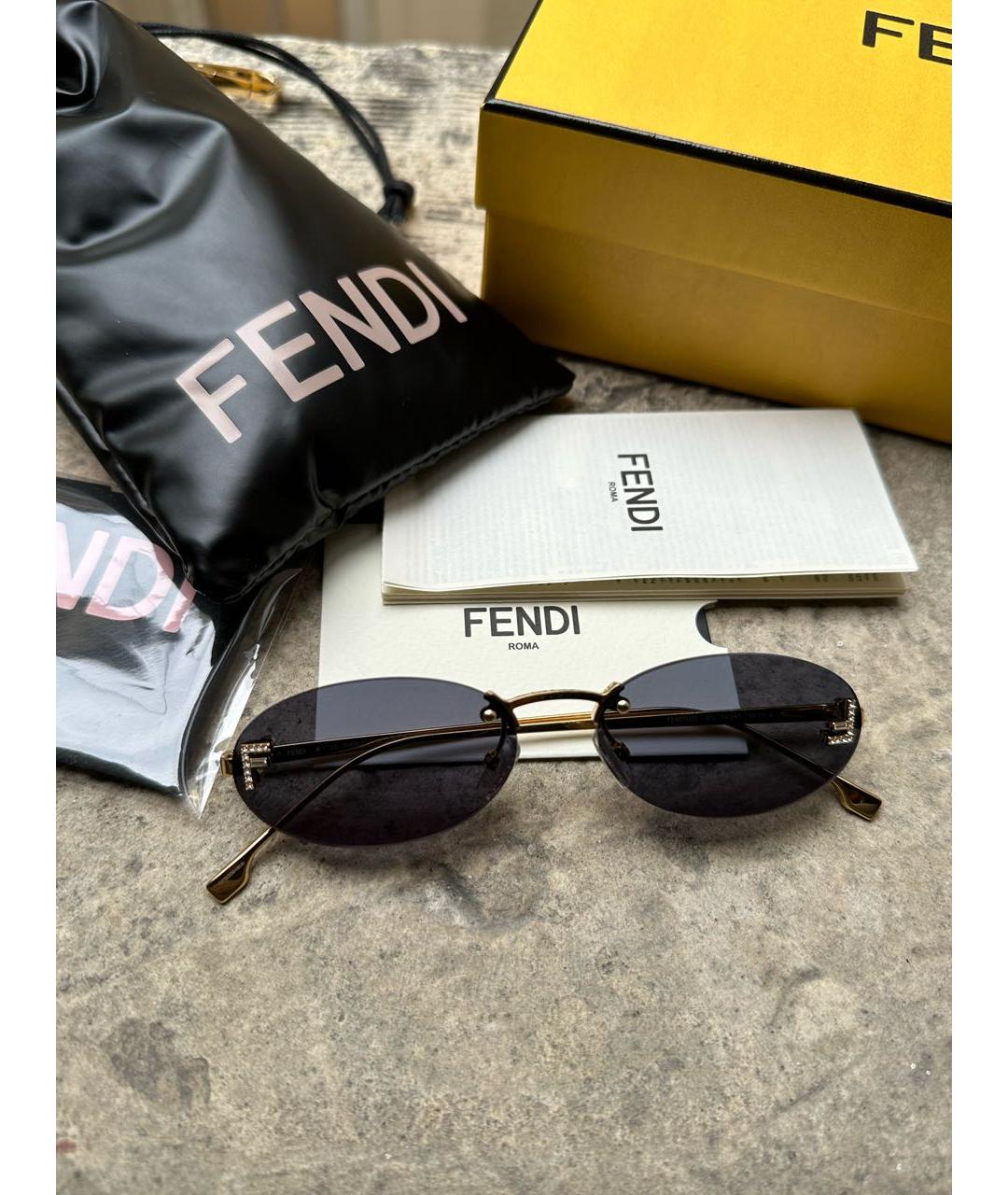 FENDI Черные металлические солнцезащитные очки, фото 3