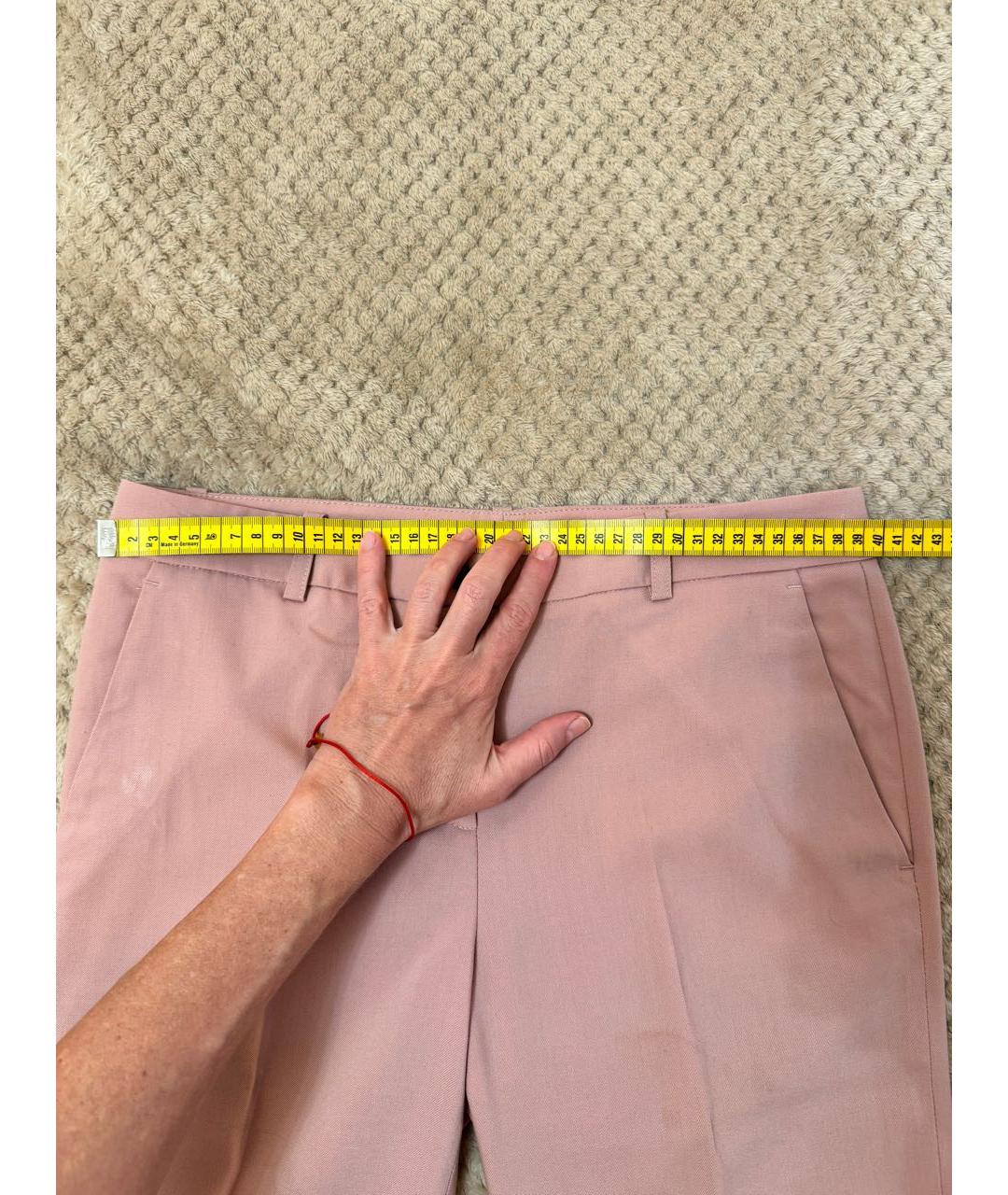 JIL SANDER NAVY Розовые шерстяные брюки узкие, фото 5