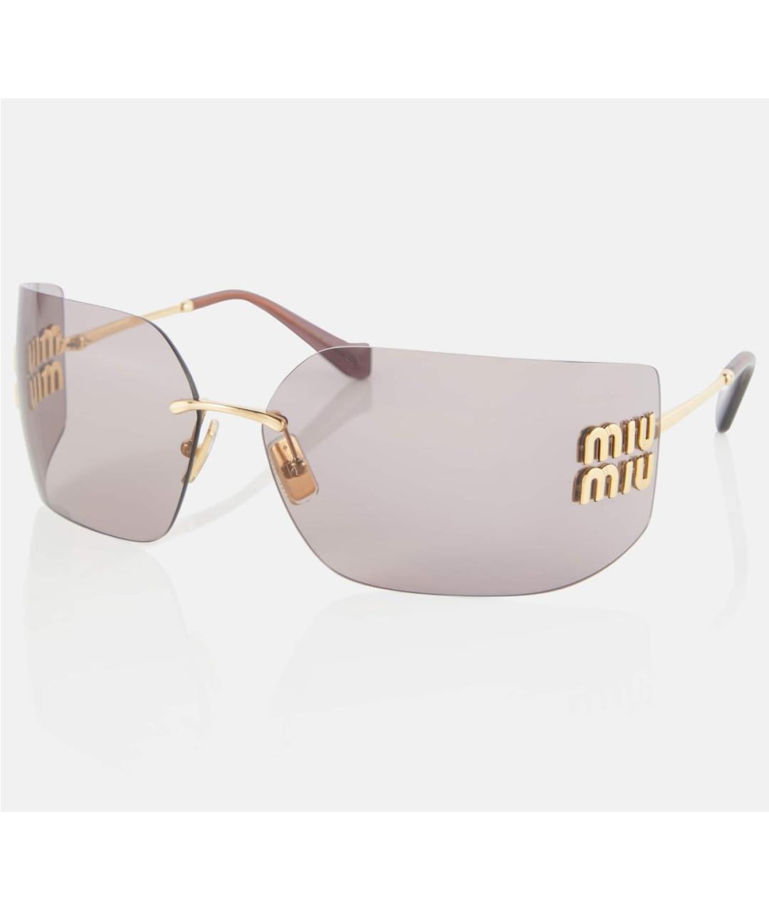 MIU MIU Золотые металлические солнцезащитные очки, фото 4