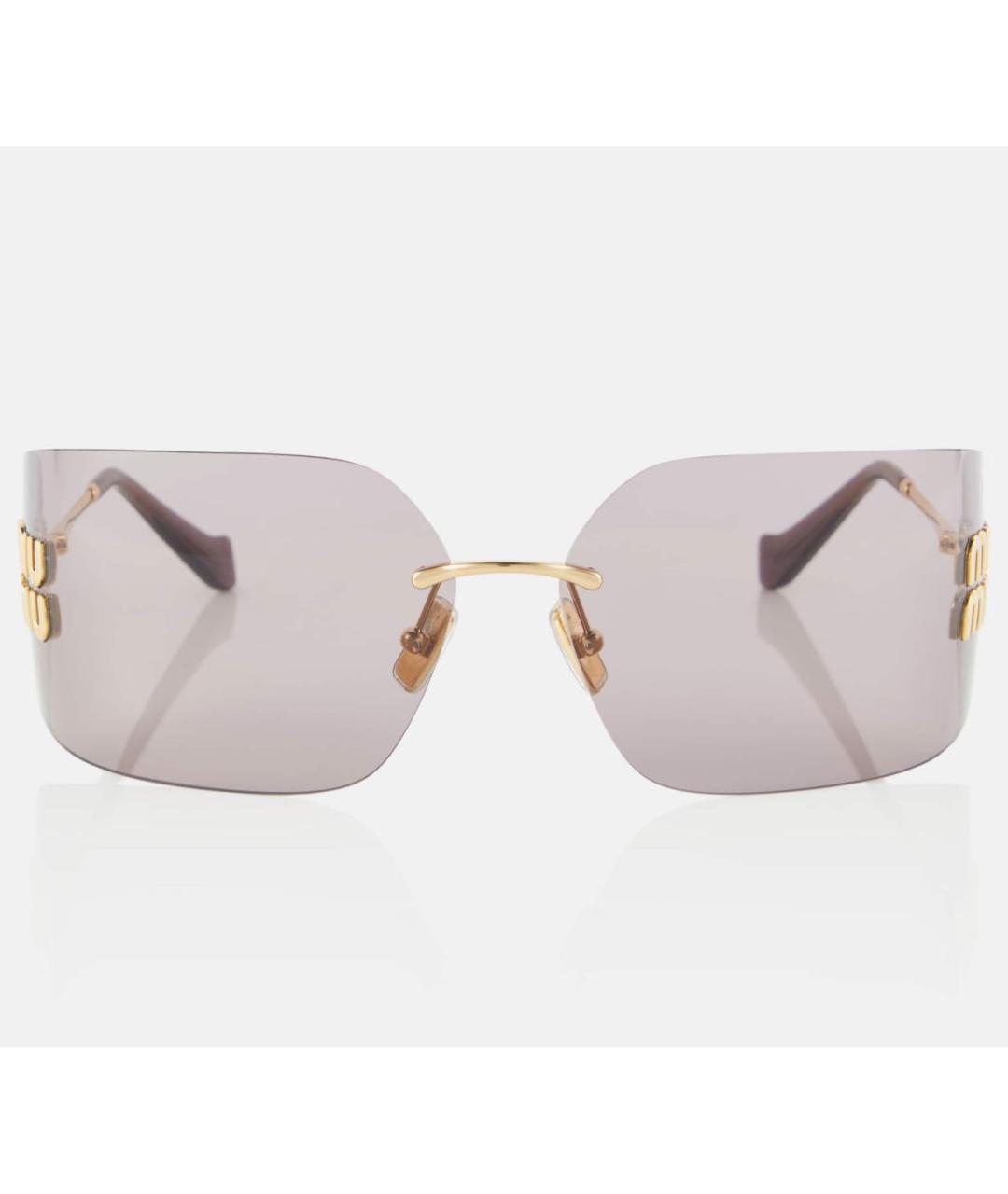 MIU MIU Золотые металлические солнцезащитные очки, фото 7