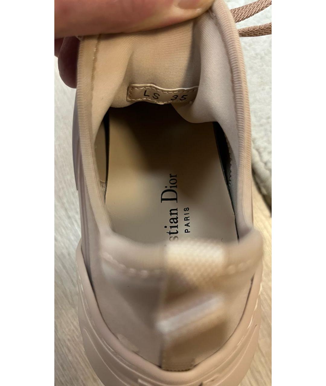 CHRISTIAN DIOR PRE-OWNED Бежевые кожаные кроссовки, фото 5