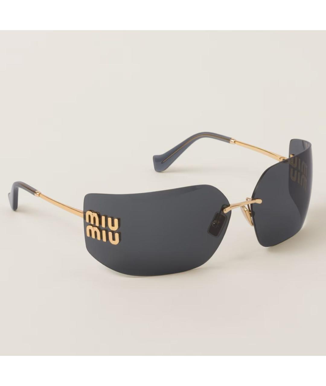 MIU MIU Золотые металлические солнцезащитные очки, фото 2